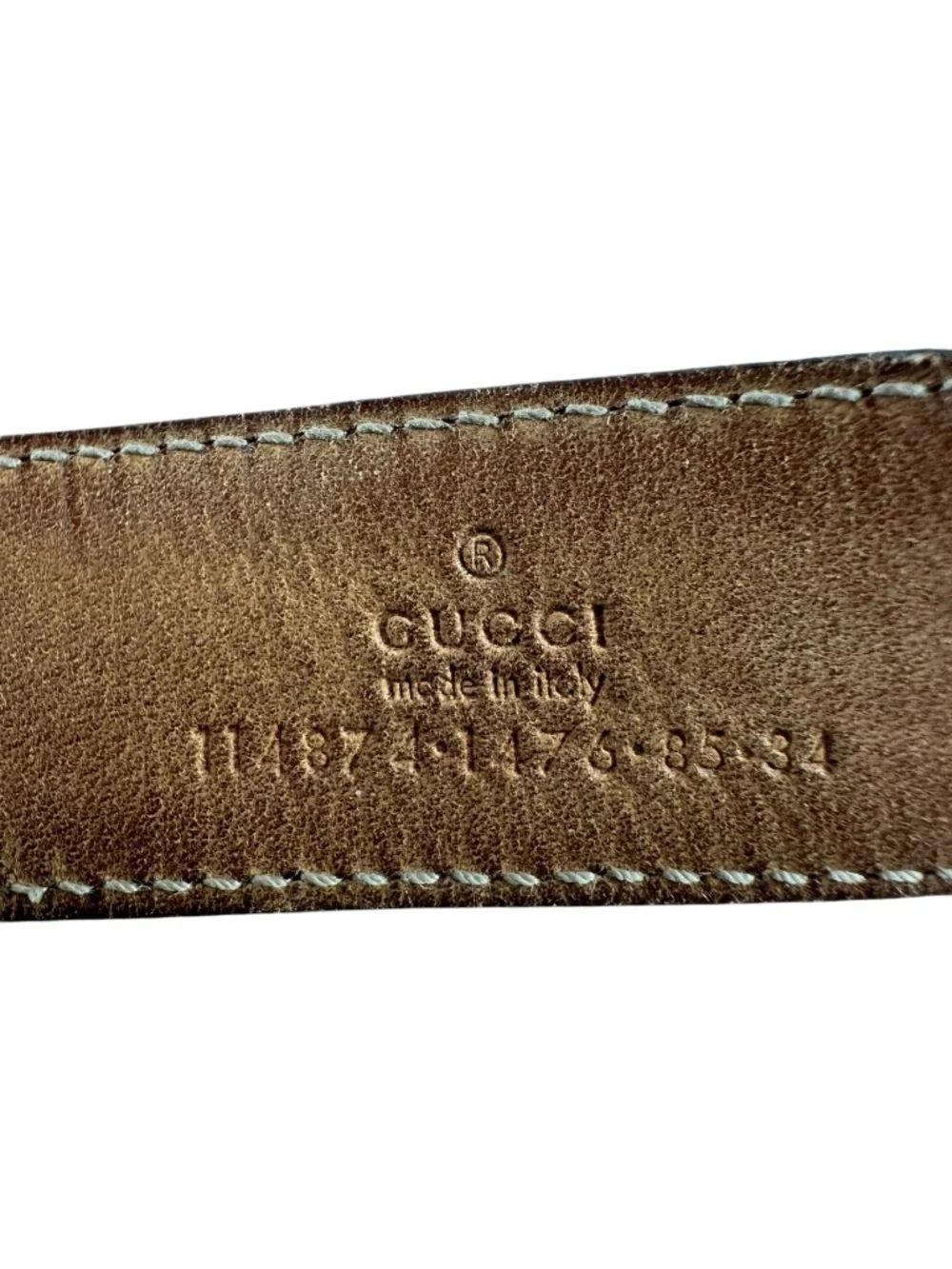 Genuine Vintage GUCCI Black Leather Canvas Interlocking GG Gold Buckle Belt 34